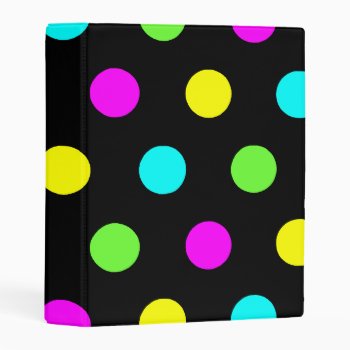 Funny Colorful Polka Dots On A Black Background Mini Binder by stdjura at Zazzle