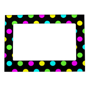 Funny Colorful Polka Dots Pattern Magnetic Photo Frame