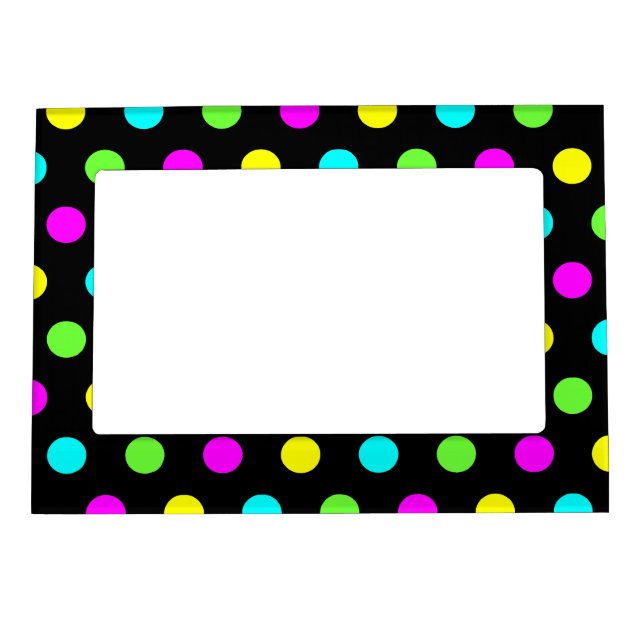 Funny Colorful Polka Dots Pattern Magnetic Photo Frame (Front)