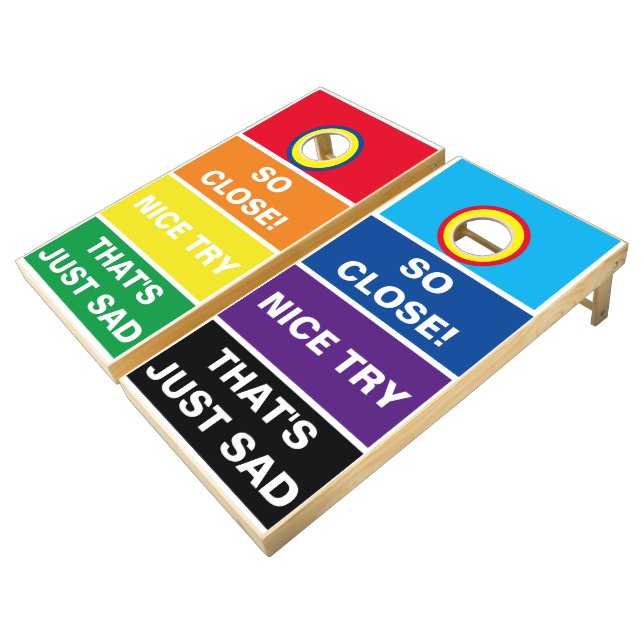Funny Colorful Rainbow LGBTQ Cornhole Set (Angled)