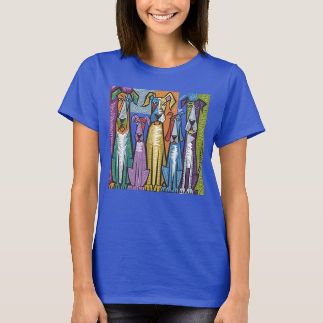 Funny Colorful Rescue Dogs Abstract T-Shirt (Front)