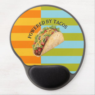 Funny Colorful Retro Stripes and Taco Gel Mouse Pad