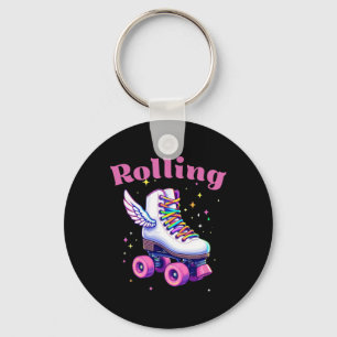 Funny Colorful Roller Skate Skills Street Party Bi Keychain