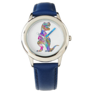 Funny Colorful Scary T Rex Dinosaur Art Watch