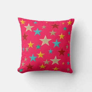 Funny, colorful stars throw pillow