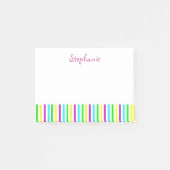 Funny Colorful Stripes Personalized Kids Name Post-it Notes by stdjura at Zazzle