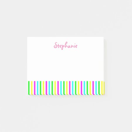 Funny Colorful Stripes Personalized Kids Name Post-it Notes