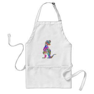 Funny Colorful T Rex Jurassic Dinosaur Art Adult Apron
