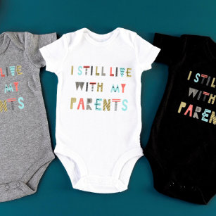 Funny Colorful Text  "I Live With My Parents" Kids T-Shirt