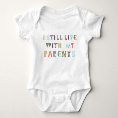 Funny Colorful Text  "i Live With My Parents" Kids Baby Body