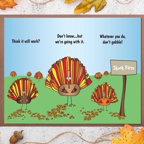 Funny Colorful Thanksgiving Turkey Cartoon Thank You Card