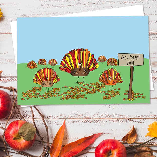 Funny, Colorful, Thanksgiving Turkey Cartoon Thank You Card (Hey, check out this funny cartoon Thanksgiving and holiday greeting card!)