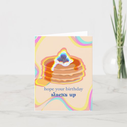 Funny Colorful Trendy Pancake Birthday Card