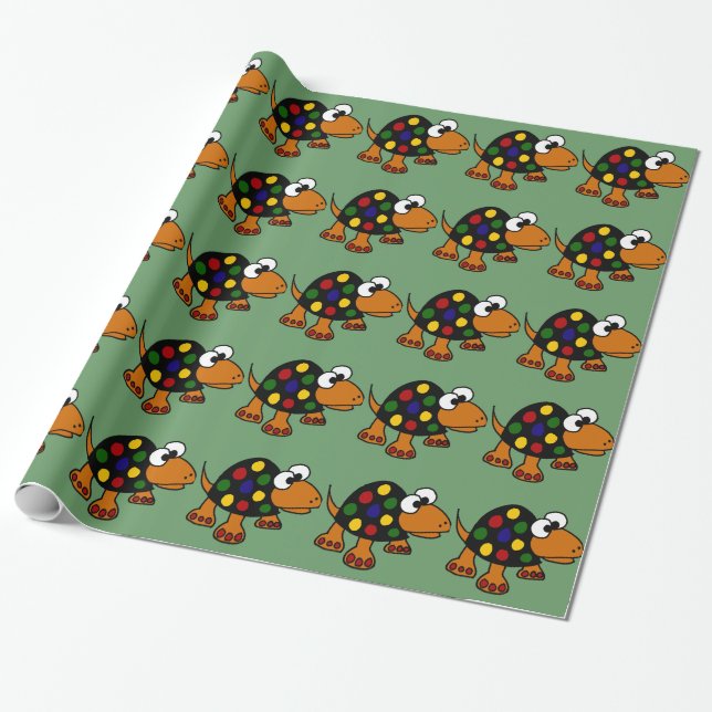 Funny Colorful Turtle Art Wrapping Paper (Unrolled)
