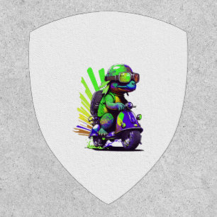 Funny Colorful Turtle On A Scooter Copy Patch