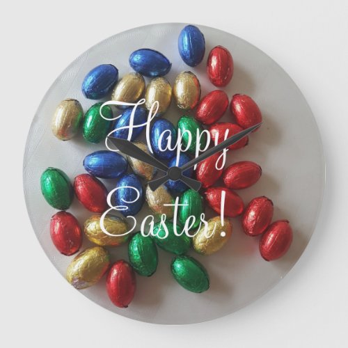 Funny Colorful Wall Clock Chocolate Easter Eggs