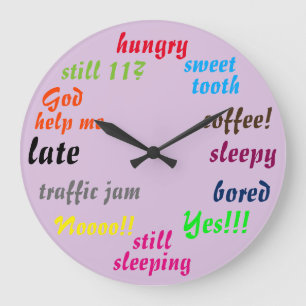 Funny Colorful Words Office Worker Large Clock