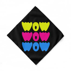 Funny colorful WOW Saying Simple Pink Blue yellow Bandana
