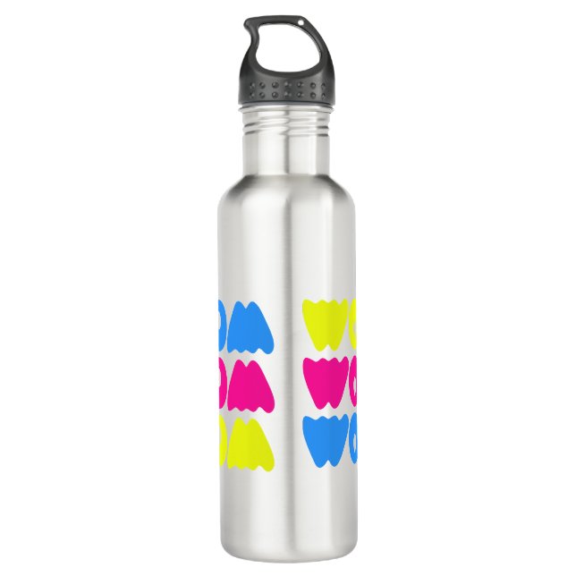 Funny colorful WOW Saying Simple Pink Blue yellow Stainless Steel Water Bottle (Back)