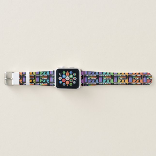 FUNNY COLOURED CHAKRAS MATH PI GREEK LETTER SYMBOL APPLE WATCH BAND (Front)