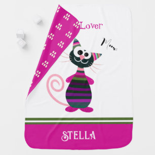 Funny colourful cat baby blanket