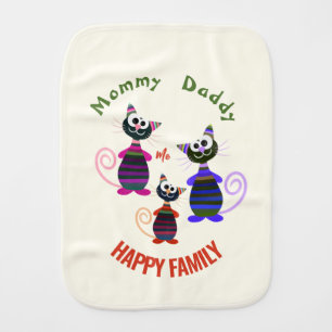 Funny colourful cats baby burp cloth