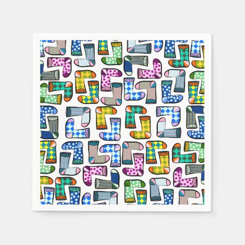 Funny colourful sock pattern napkins