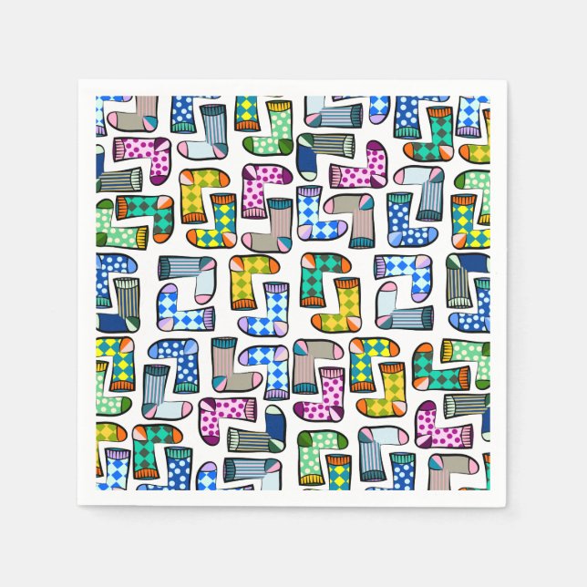 Funny colourful sock pattern napkins (Front)