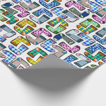 Funny colourful sock pattern wrapping paper