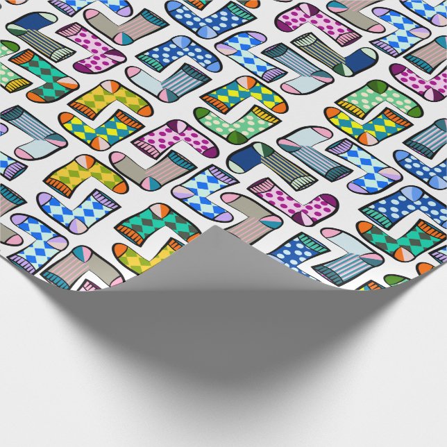 Funny colourful sock pattern wrapping paper (Corner)