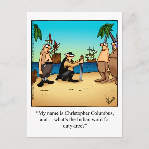 Funny Columbus Day Humor Postcard