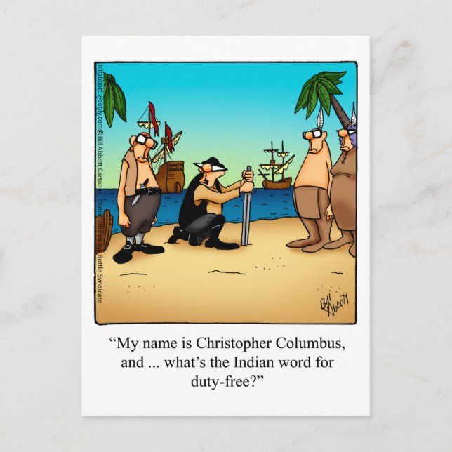 Funny Columbus Day Humor Postcard (Front)