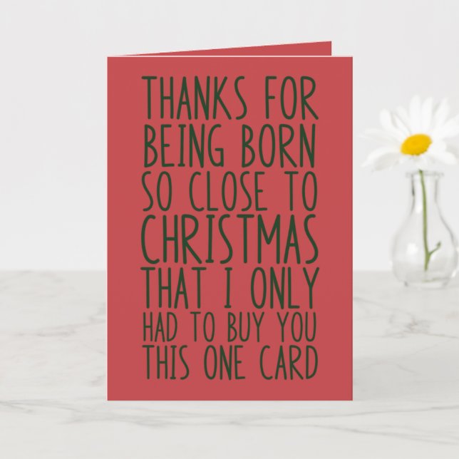Funny Combined Christmas and Birthday Card (Small Plant)
