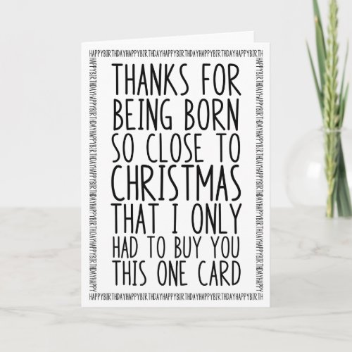Funny Combined December Birthday and Christmas Card