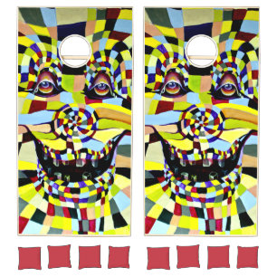 Funny Comedy Clown Watercolor Painting Cornhole Set