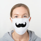 Funny Comedy Mustache - silly humorous mustache White Cotton Face Mask (Worn)