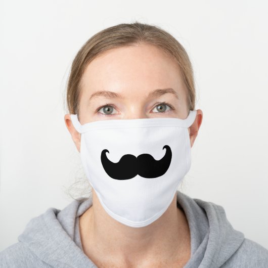 Funny Comedy Mustache - silly humorous mustache White Cotton Face Mask (Worn)