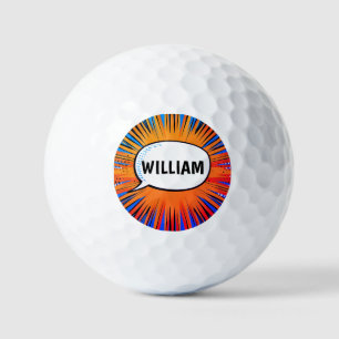 Funny comic book cool personalized name trendy  golf balls