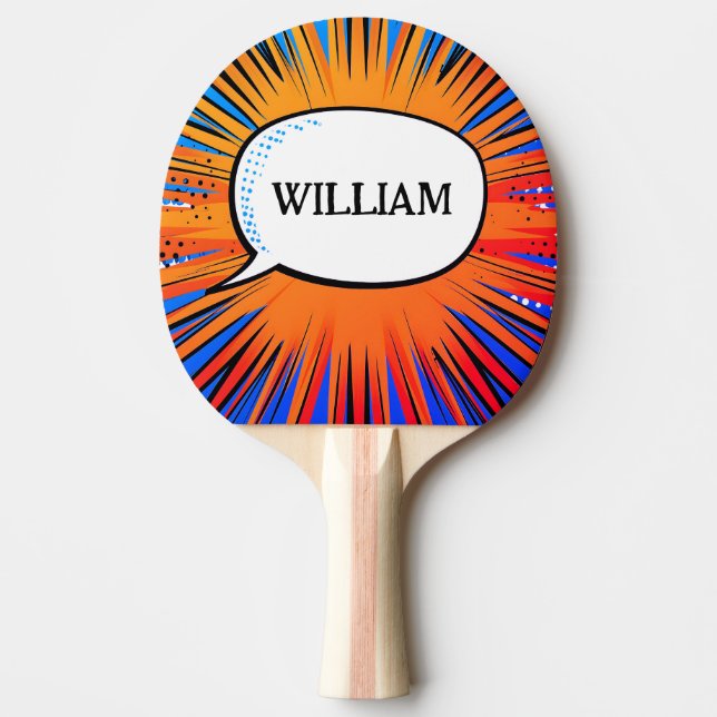 Funny comic book cool personalized name trendy  ping pong paddle (Front)
