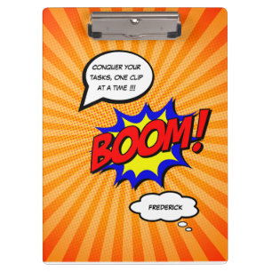 Funny comic book personalized message boom  clipboard