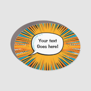 Funny comic book personalized message trendy  car magnet