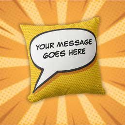 Funny Comic Book Personalized Speech Bubble Modern Throw Pillow