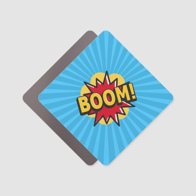 Funny Comic book style BOOM cool trendy  Car Magnet (Front)