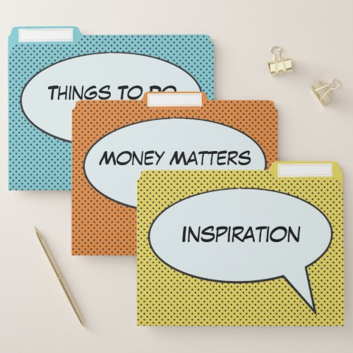 Funny Comic Book Word Bubble Paper Organizer File Folder