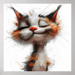 Funny Comic Caricature Cat Poster