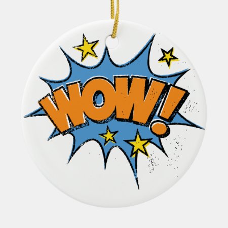 Funny Comic Cartoon Explosion With Nice Wow Text Ceramic Ornament