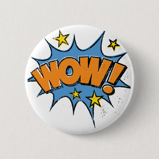 Funny Comic Cartoon Explosion with Nice WoW Text Pinback Button