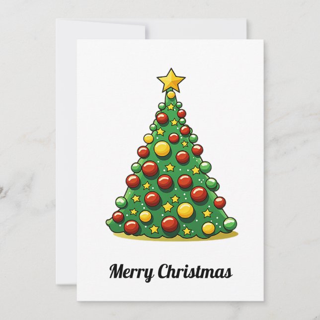 Funny Comic Cool Minimalist Modern Christmas Tree Holiday Card (Front)