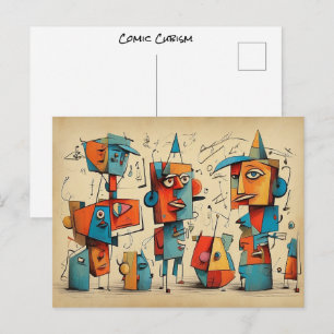 Funny Comic Cubism Vintage Scribbled Wonder Artist Postcard