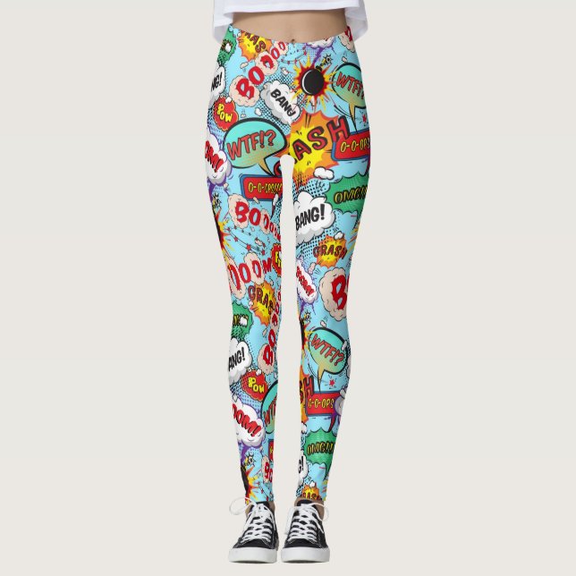 Funny Comic Pattern Leggings (Front)